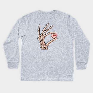 Love in the bones - skeleton hand art Kids Long Sleeve T-Shirt